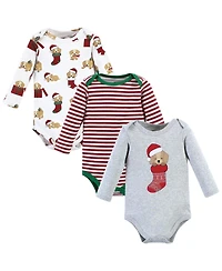 Hudson Baby Boys Unisex Essential Long-Sleeve Cotton Bodysuit Triple Set