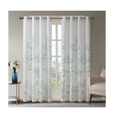 Cecily Burnout Printed sheer Window Curtain, inches long Single Curtain Panel, Width 50 curtains for Bedroom and Living Room