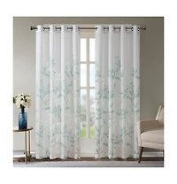 Cecily Burnout Printed sheer Window Curtain, 95 inches long Single Curtain Panel, Width 50 curtains for Bedroom and Living Room, Easy To H