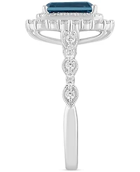London Blue Topaz (2-7/8 ct. t.w.) & Diamond (7/8 Double Halo Bridal Set 14k White Gold