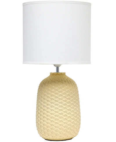 Simple Designs 20.4" Tall Traditional Ceramic Purled Texture Bedside Table Desk Lamp with White Fabric Drum Shade