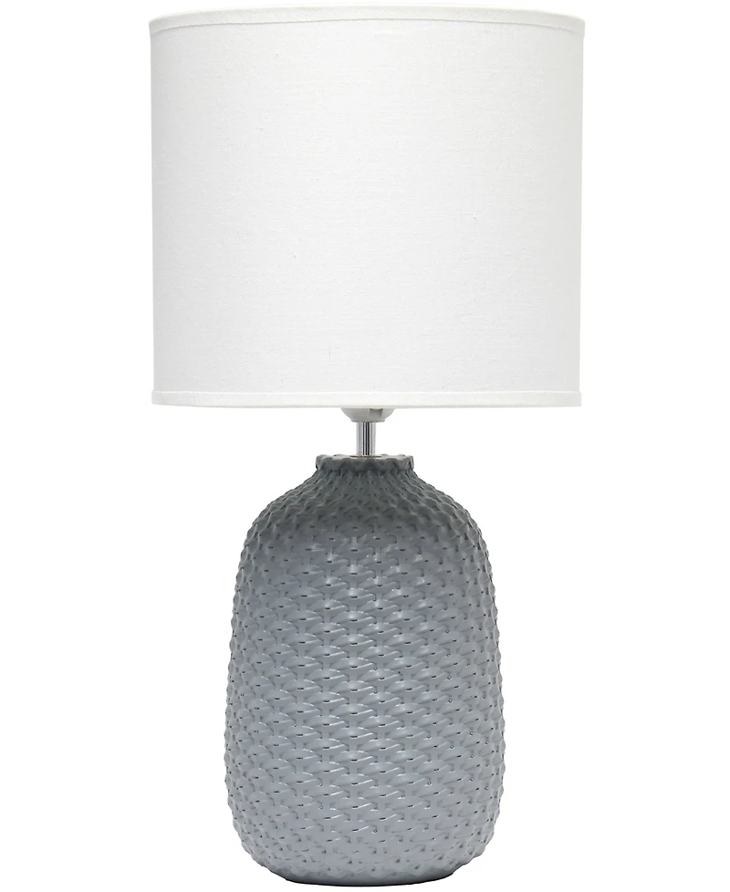 Simple Designs 20.4" Tall Traditional Ceramic Purled Texture Bedside Table Desk Lamp with White Fabric Drum Shade