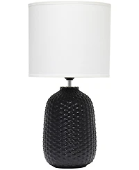 Simple Designs 20.4" Tall Traditional Ceramic Purled Texture Bedside Table Desk Lamp with White Fabric Drum Shade