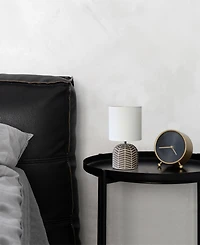 Simple Designs 10.43" Petite Contemporary Webbed Waves Base Bedside Table Desk Lamp with White Fabric Drum Shade