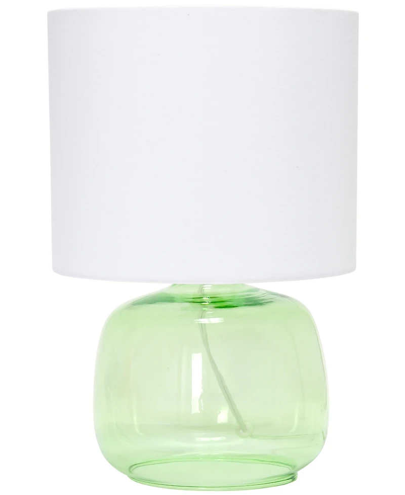 Simple Designs Glass Table Lamp with Fabric Shade, Green White Shade