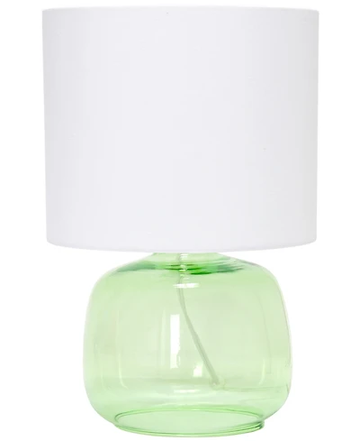 Simple Designs Glass Table Lamp with Fabric Shade, Green White Shade