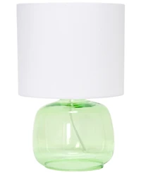 Simple Designs Glass Table Lamp with Fabric Shade, Green White Shade
