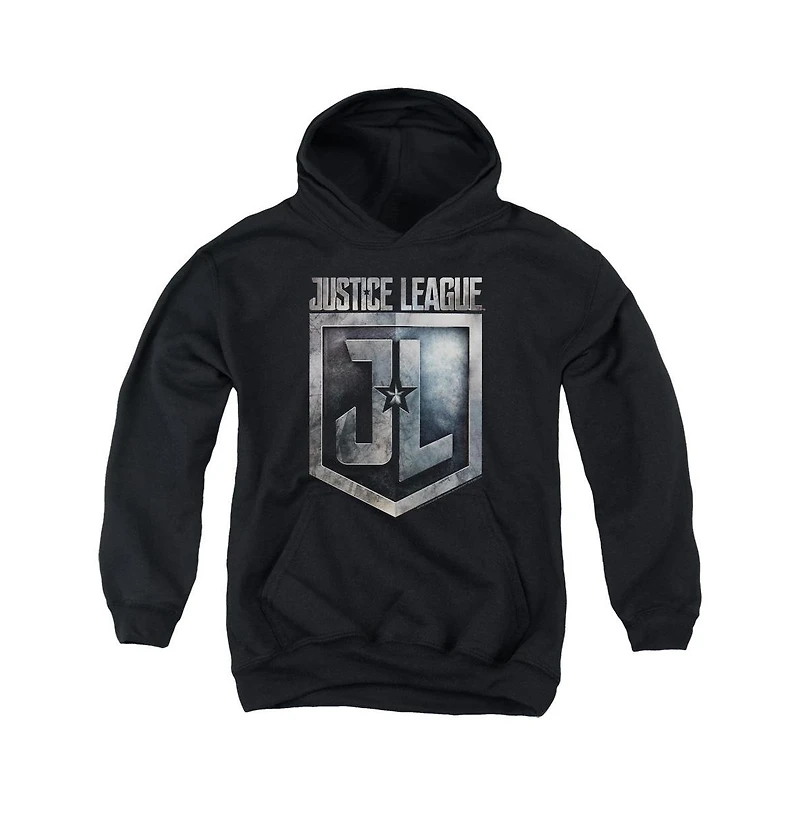 Justice League Movie Youth Shield Logo Pull Over Hoodie / Hooded Sweatshirt