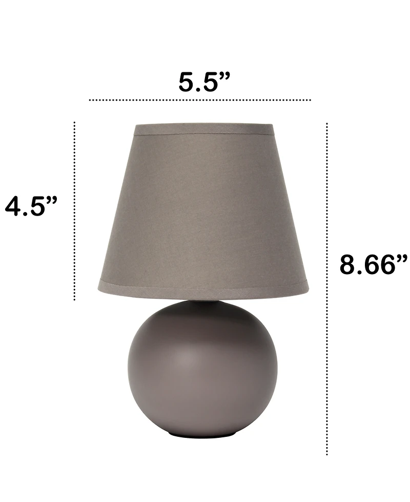 Creekwood Home Nauru 8.66" Traditional Petite Ceramic Orb Bedside Table Desk Lamp with Tapered Drum Fabric Shade