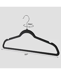 50-pack Velvet Hanger Ultra-Thin - 360 Degree Swivel Hook Black Hangers with Clips - Non-slip Hangers for Skirts and Pants Hangers