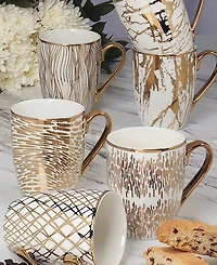 Certified International Matrix 6 Pc. Gold-Silver Tone Mugs