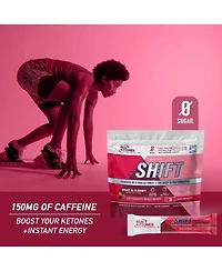 Real Ketones Shift Mixed Berry Exogenous D Bhb + Keto Electrolyte Powder, 30 Drink Mix Packets for Rapid Ketosis (Caffeinated)