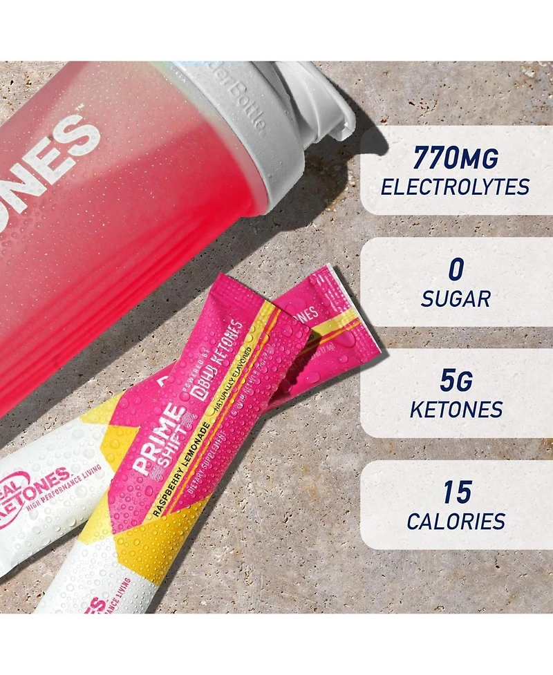 Shift Raspberry Lemonade Exogenous D Bhb + Keto Electrolyte Powder, 30 Drink Mix Packets for Rapid Ketosis