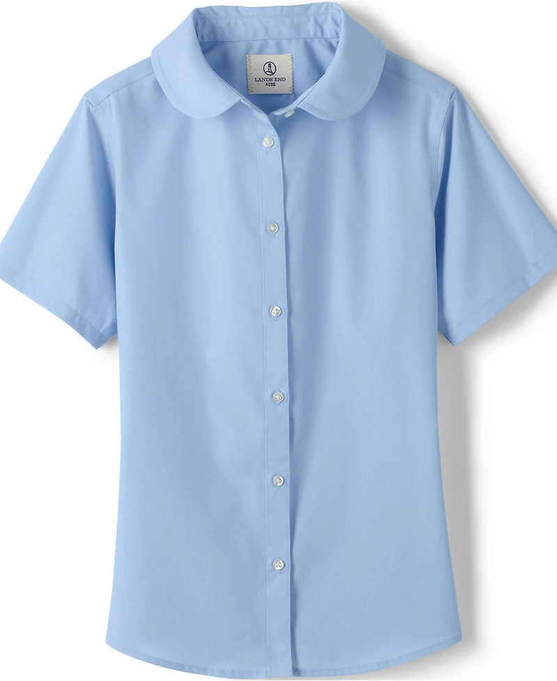 Lands' End Little Girls Short Sleeve Peter Pan Collar Broadcloth Shirt