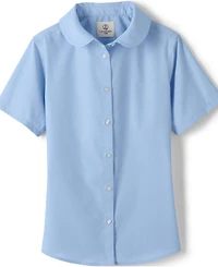 Lands' End Little Girls Short Sleeve Peter Pan Collar Broadcloth Shirt
