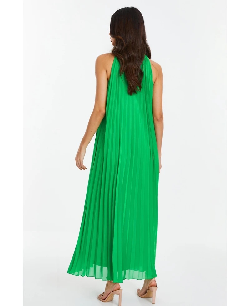 Quiz Women's Chiffon Pleated High Neck Midi Dress