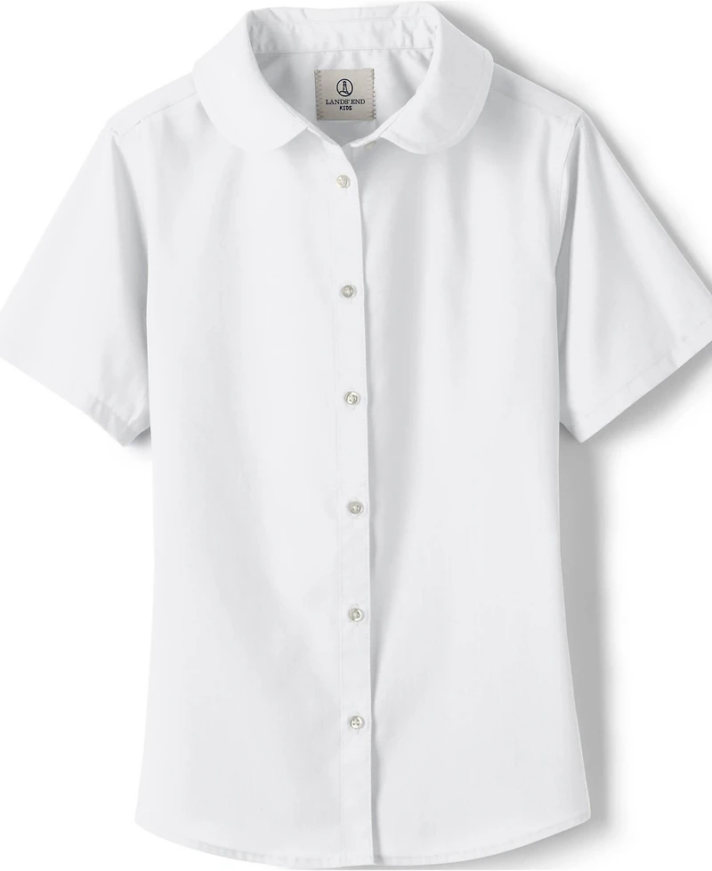 Lands' End Little Girls Short Sleeve Peter Pan Collar Broadcloth Shirt