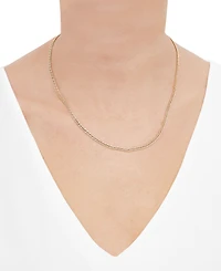 Lightweight Polished Two-Tone Double Curb Link 18" Chain Necklace (3-1/5mm) in 10k Gold