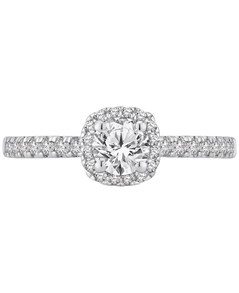 Diamond Halo Engagement Ring (3/4 ct. t.w.) in 14k White Gold