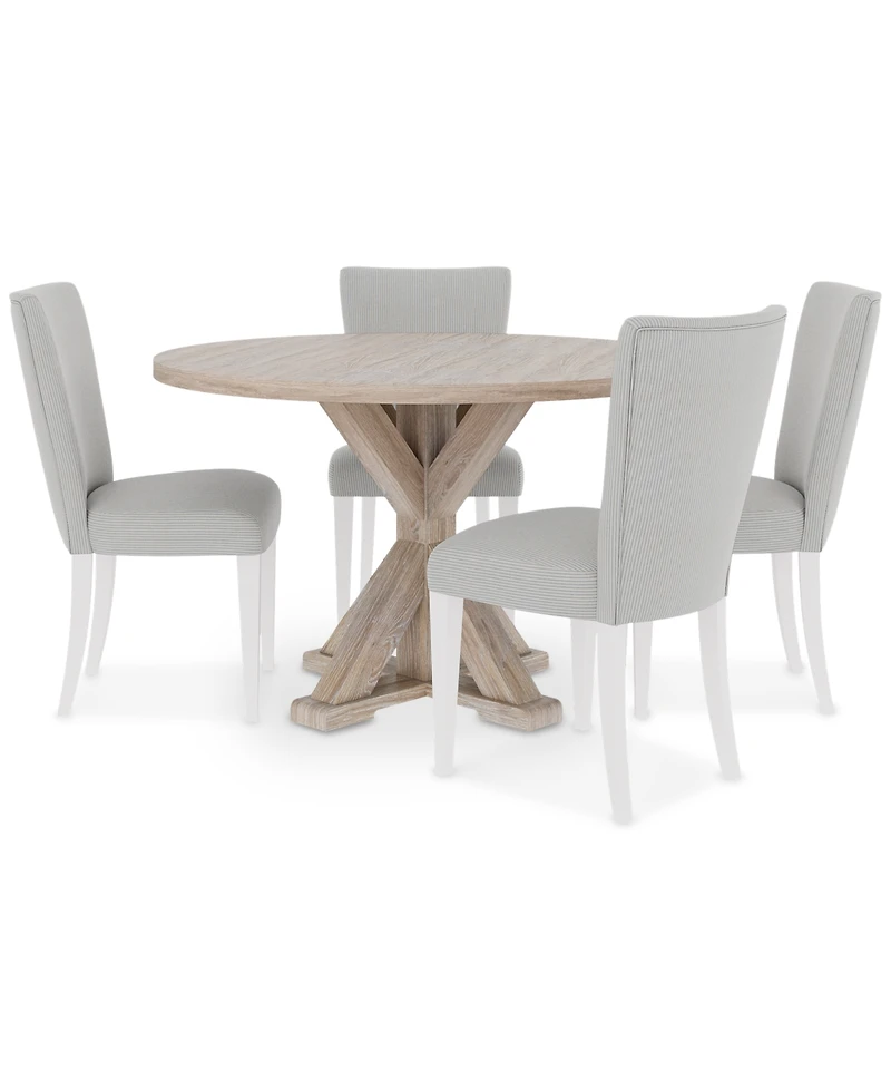 Closeout! Catriona 5pc Dining Set (Round Dining Table & 4 Upholstered Side Chairs)