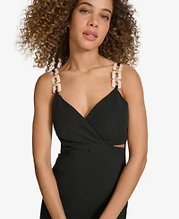 Siena Women's Embellished-Strap Midi A-Line Dress