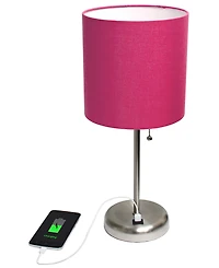 Creekwood Home Oslo 19.5" Contemporary Bedside Usb Port Feature Standard Metal Table Desk Lamp