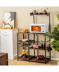 Slickblue 4-tier Kitchen Baker's Rack with Basket and 5 Hooks