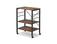 3-Tier Kitchen Baker's Rack with Microwave Shelf, Storage Hooks, and Utility Cart