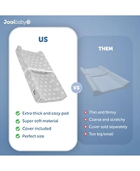 Jool Baby Soft Changing Pad + Washable Cover, Non-Slip - Fits Standard Changing Tables & Dressers (Gray)