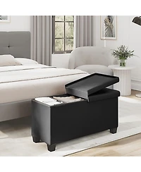 Nestl 30 Inch Ottoman Storage Bench with Bins - Leatherette or Fabric Finish