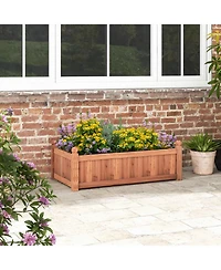 Slickblue 46 x 24 x 16 Inch Rectangular Planter Box with Drainage Holes for Backyard Garden Lawn-Brown