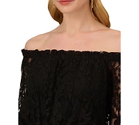 Adrianna Papell Off-The-Shoulder Lace Jumpsuit