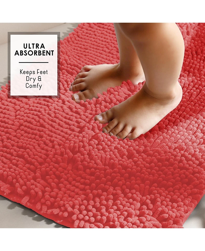 Ultra Soft Non-Slip Chenille Bath Rug - Quick Dry, Machine Washable Large 26”x44”