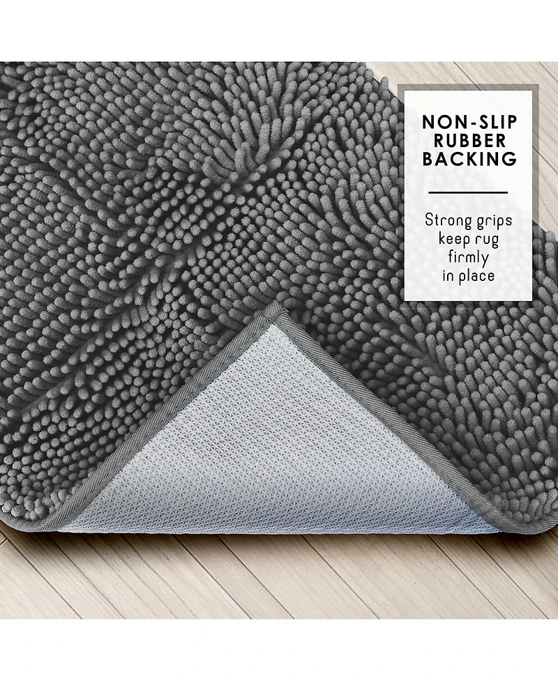 Ultra-Soft Quick-Dry Chenille Bath Rug - Non-Slip Pvc Backing, Machine-Washable (Small 17″×24″)