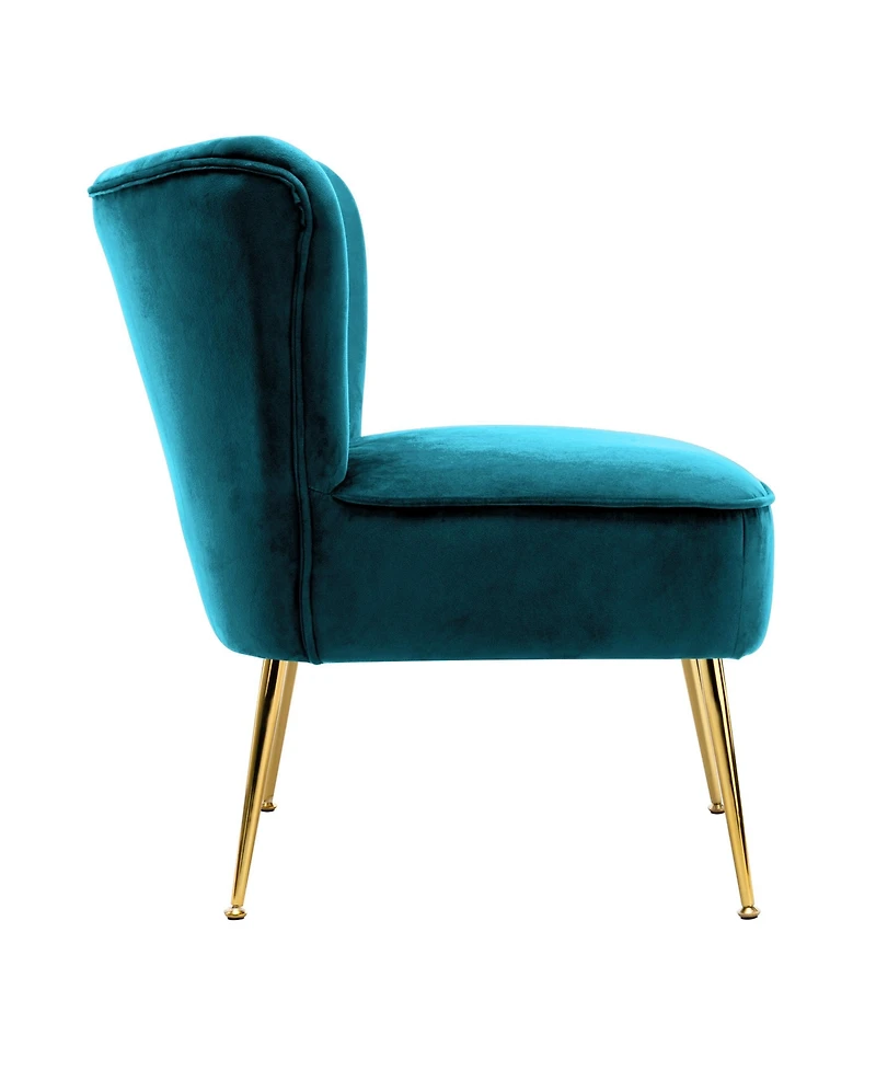 25" Wide Upholstered Tufted Velvet Accent Chair With Metal Leg