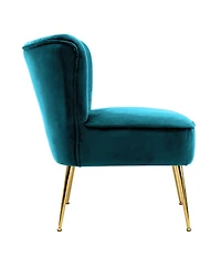 25" Wide Upholstered Tufted Velvet Accent Chair With Metal Leg