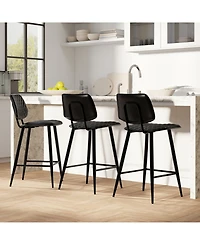 Simpli Home Raya Counter Height Stool (Set of 2) in Black Pu Leather