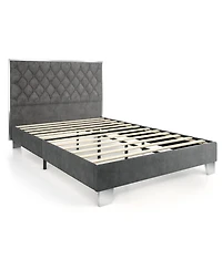 Upholstered Bed Frame with Velvet Headboard