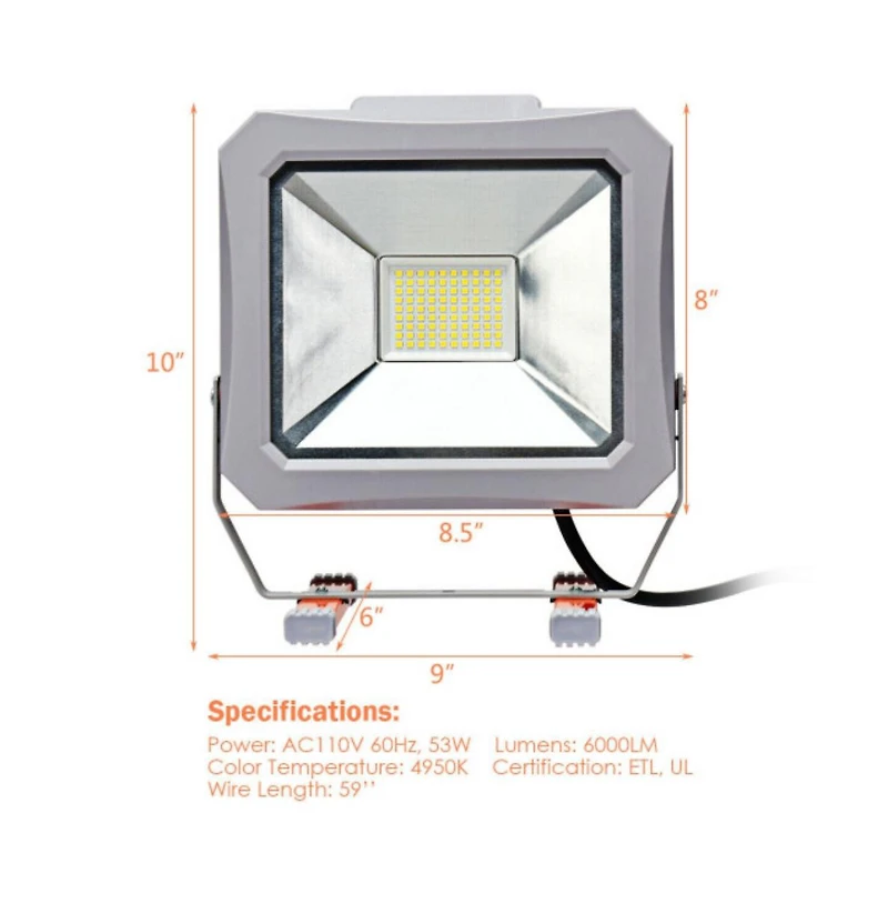 Slickblue 53W 6000LM Portable Outdoor Flood Light