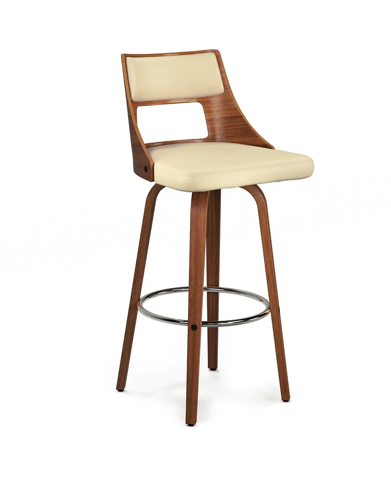 Simpli Home Dallyn Swivel Bar Stool (Set of 2) in Cream Pu Leather