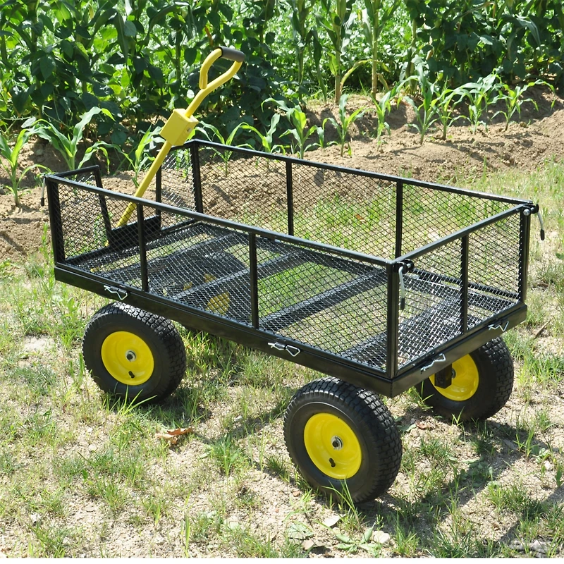 Streamdale Furniture Wagon Cart Garden Cart Trucks Make It Easier To Transport Firewood Yellow+Black