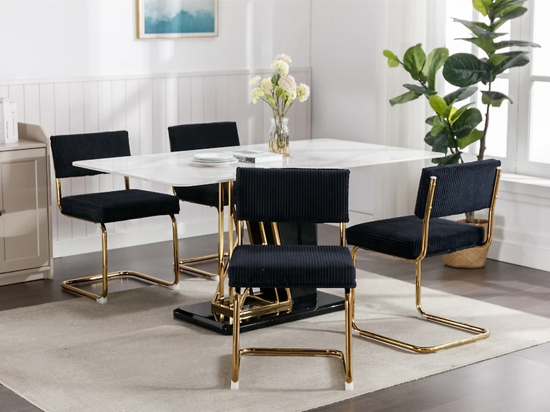 Streamdale Furniture 2 Modern Black Corduroy Dining Chairs