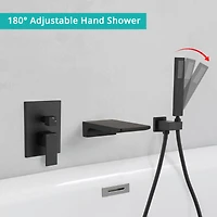 Modern Style Matte Black Wall Mount Tub Filler Bathroom Bathtub Faucet Shower Set 0002