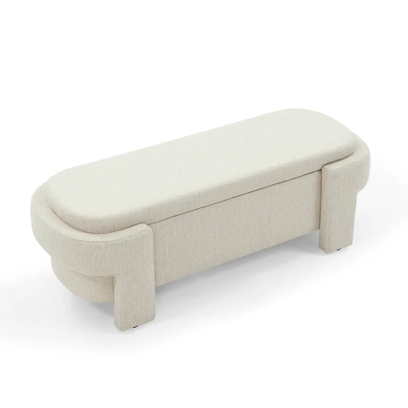 Streamdale Beige Upholstered Storage Bench (51.5"X20.5"X17")