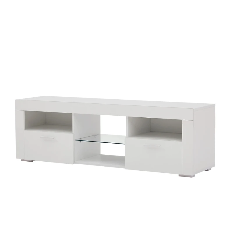 Simplie Fun Modern Tv Stand With Led Lights, High Glossy Front Tv Cabinet