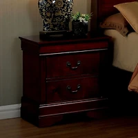 Simplie Fun 1 Piece Nightstand Cherry Finish Louis Philippe Solid Wood English Dovetail Construction Nickel