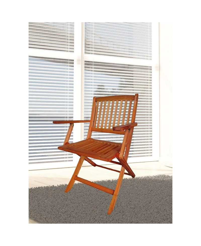 Foldable Patio Dining Set, 4 Folding Chairs, Indoor And Outdoor Universal, Teak
