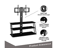 Streamdale Furniture Black Multi-Function Angle And Height Adjustable Tempered Glass Tv Stand