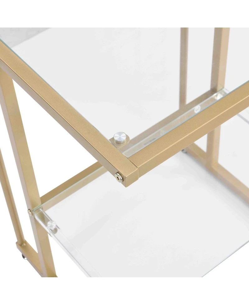 Streamdale Furniture Golden Side Table, 2-Tier Acrylic Glass End Table For Living Room Bedroom