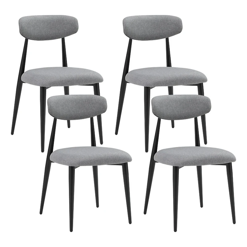 Streamdale Furniture Dining Chairs Set of 4, Curved Backrest Round Upholstered And Metal Frame, Grey
